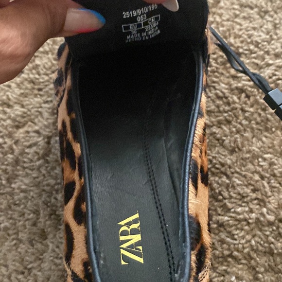 ZARA | NWT Leopard Calf-Skin Loafers - Picture 8 of 9
